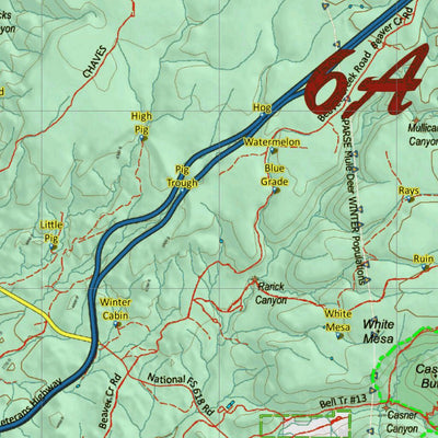 Arizona HuntData LLC Arizona Unit 6A Mule Deer Hybrid Map digital map