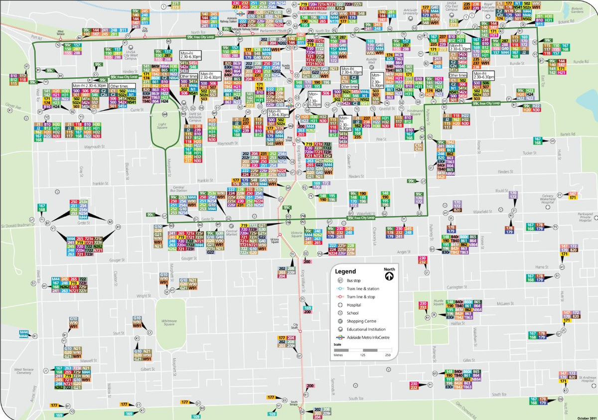Adelaide, Australia Downtown Core Transit Map by Avenza Systems Inc ...