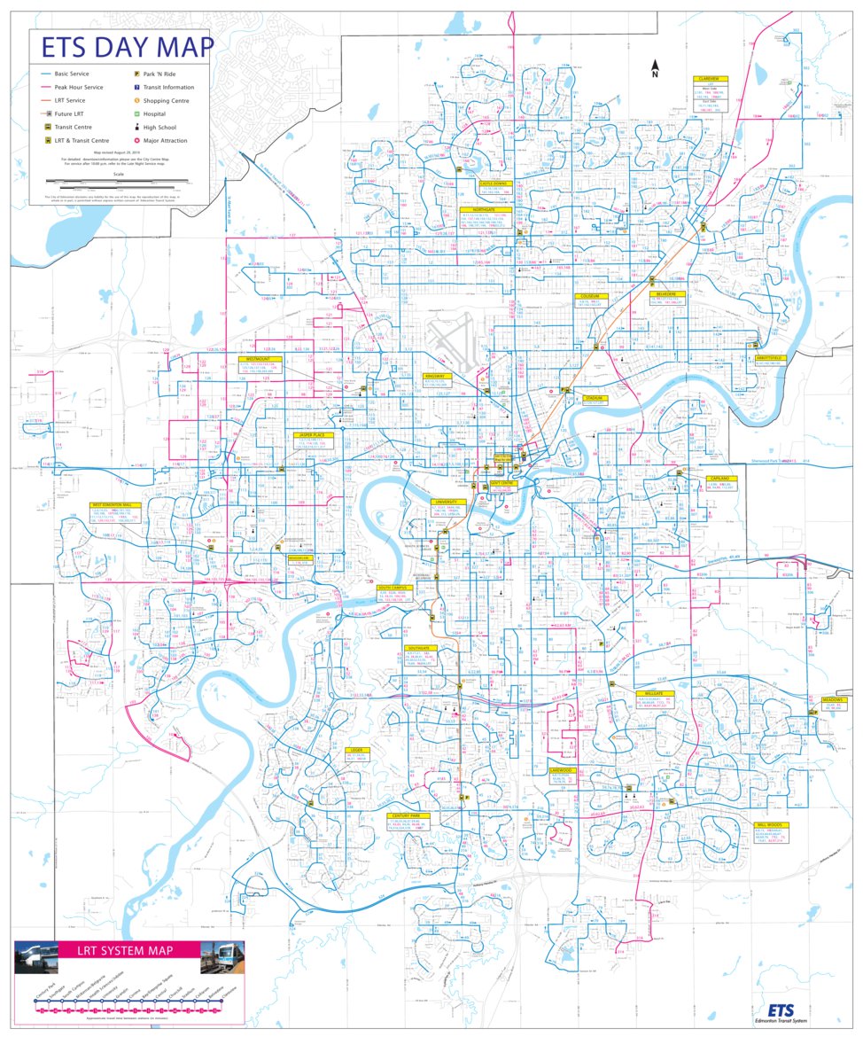 Edmonton Sw Rutherford Map Edmonton, AB Transit Map by Avenza Systems Inc. | Avenza Maps