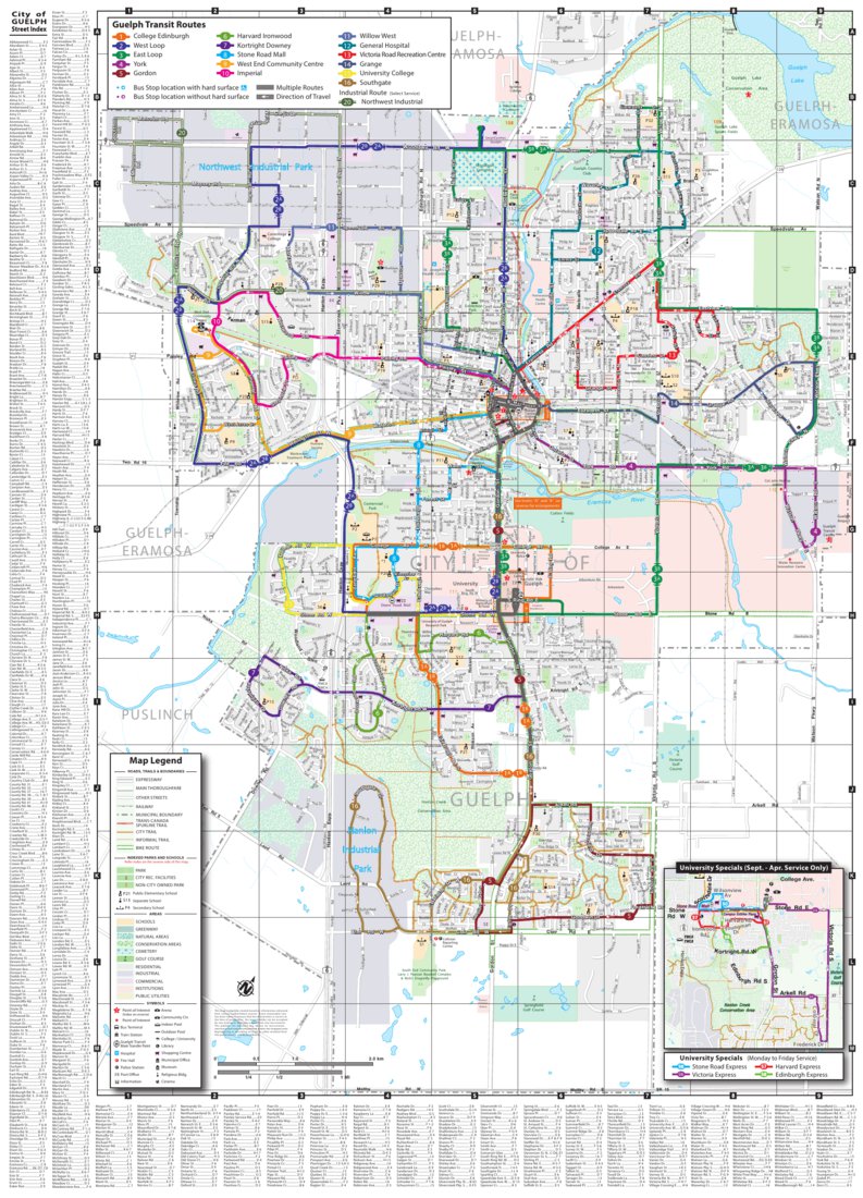 Guelph Transit Map by Avenza Systems Inc. | Avenza Maps