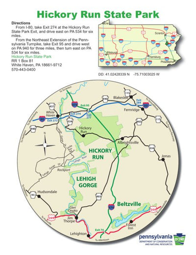 Avenza Systems Inc. Hickory Run State Park Directions Map digital map