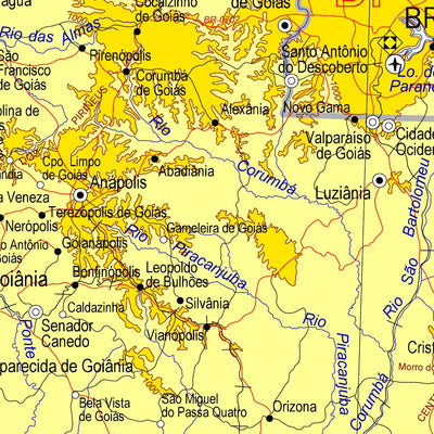 Avenza Systems Inc. Mid-western Brazil Physical Relief digital map