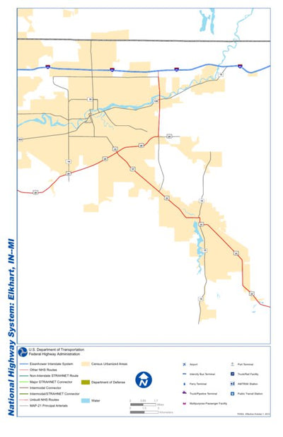 Avenza Systems Inc. National Highway System: Elkhart, IN digital map