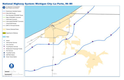 Avenza Systems Inc. National Highway System: Michigan City, IN digital map