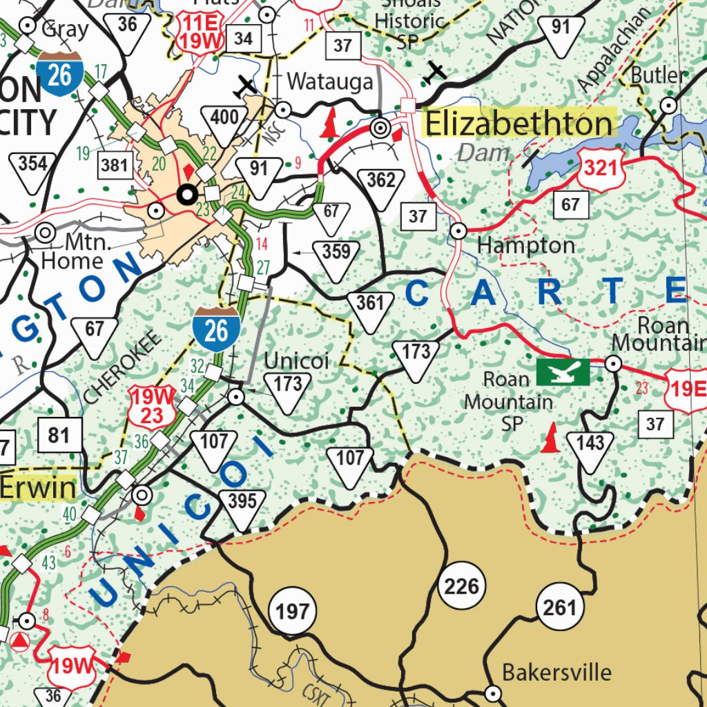 Tennessee East Highways Map by Avenza Systems Inc. | Avenza Maps