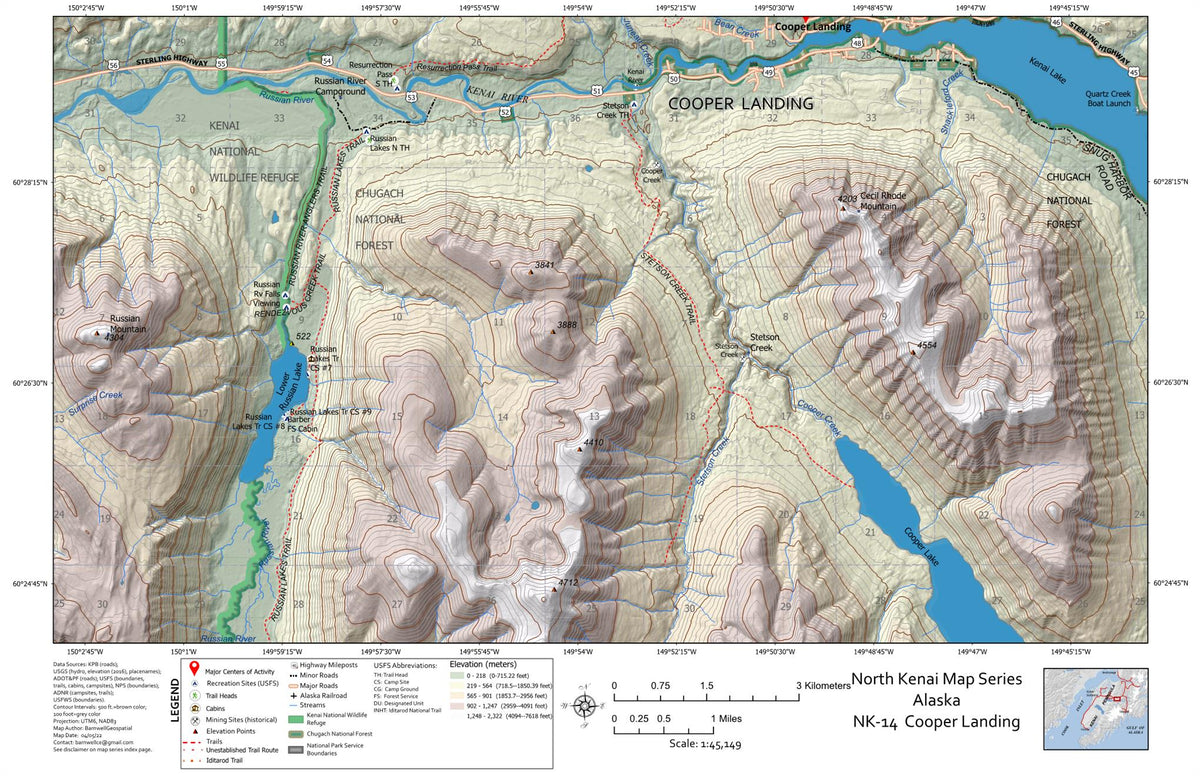 Cooper Landing, Northern Kenai Peninsula, Alaska Map by ...