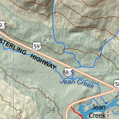 BarnwellGeospatial Hidden Lake, Northern Kenai Peninsula, Alaska digital map