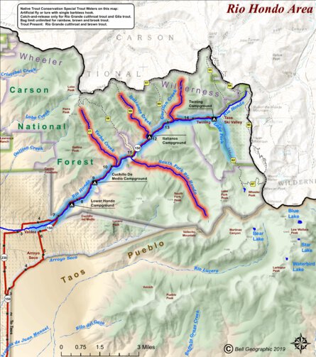 Rio Hondo River, New Mexico Map By Bell Geographic 