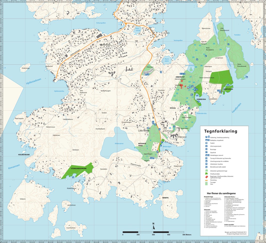 velgørenhed flygtninge Kantine Arboretet, Sandholna og Grønevika map by Bergen og Omland Friluftsrad |  Avenza Maps