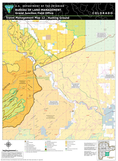 Bureau of Land Management - Colorado BLM CO GJFO Travel Management Map 12 Hunting Ground digital map