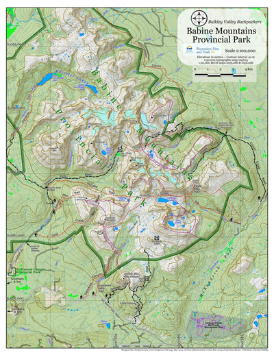 BV Backpackers Babine Mountains Provincial Park Trail Map digital map