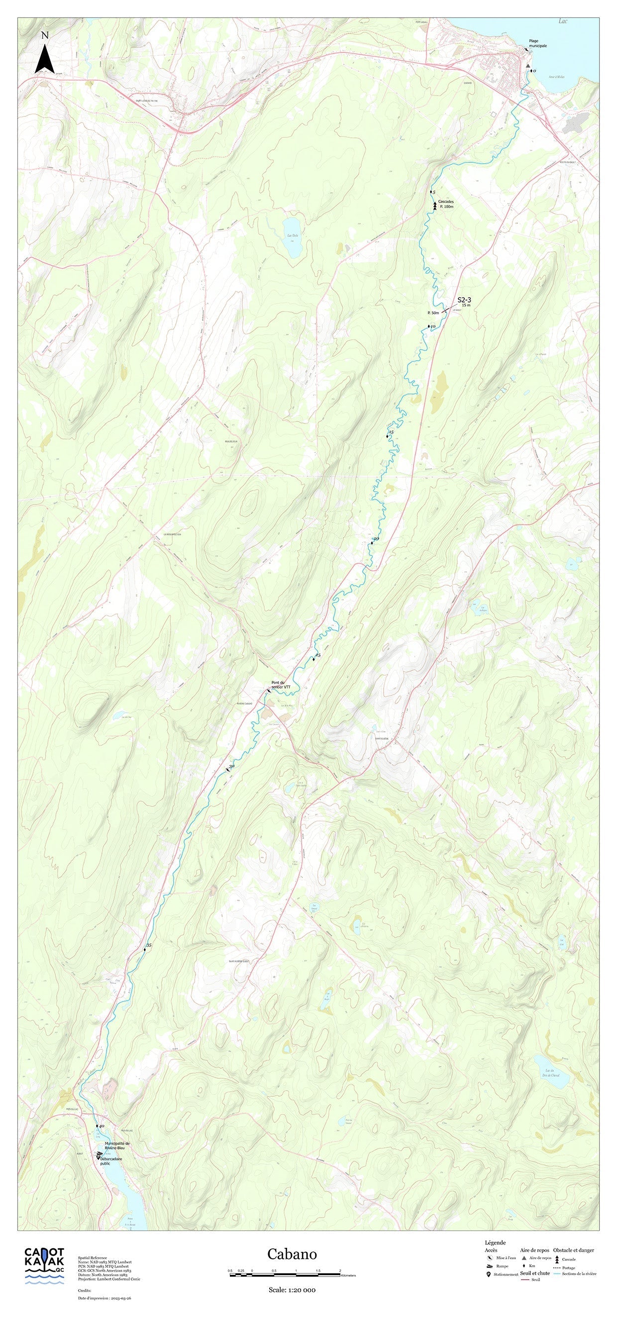 Rivi re Cabano Map by Canot Kayak Quebec Avenza Maps