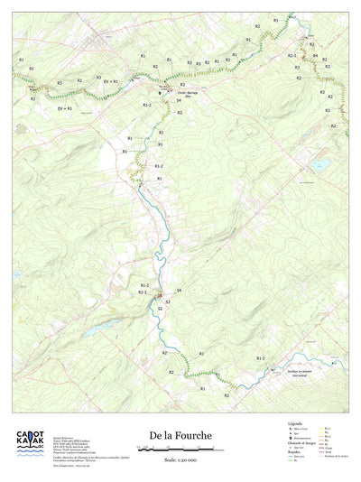 Canot Kayak Québec Rivière de la Fourche digital map