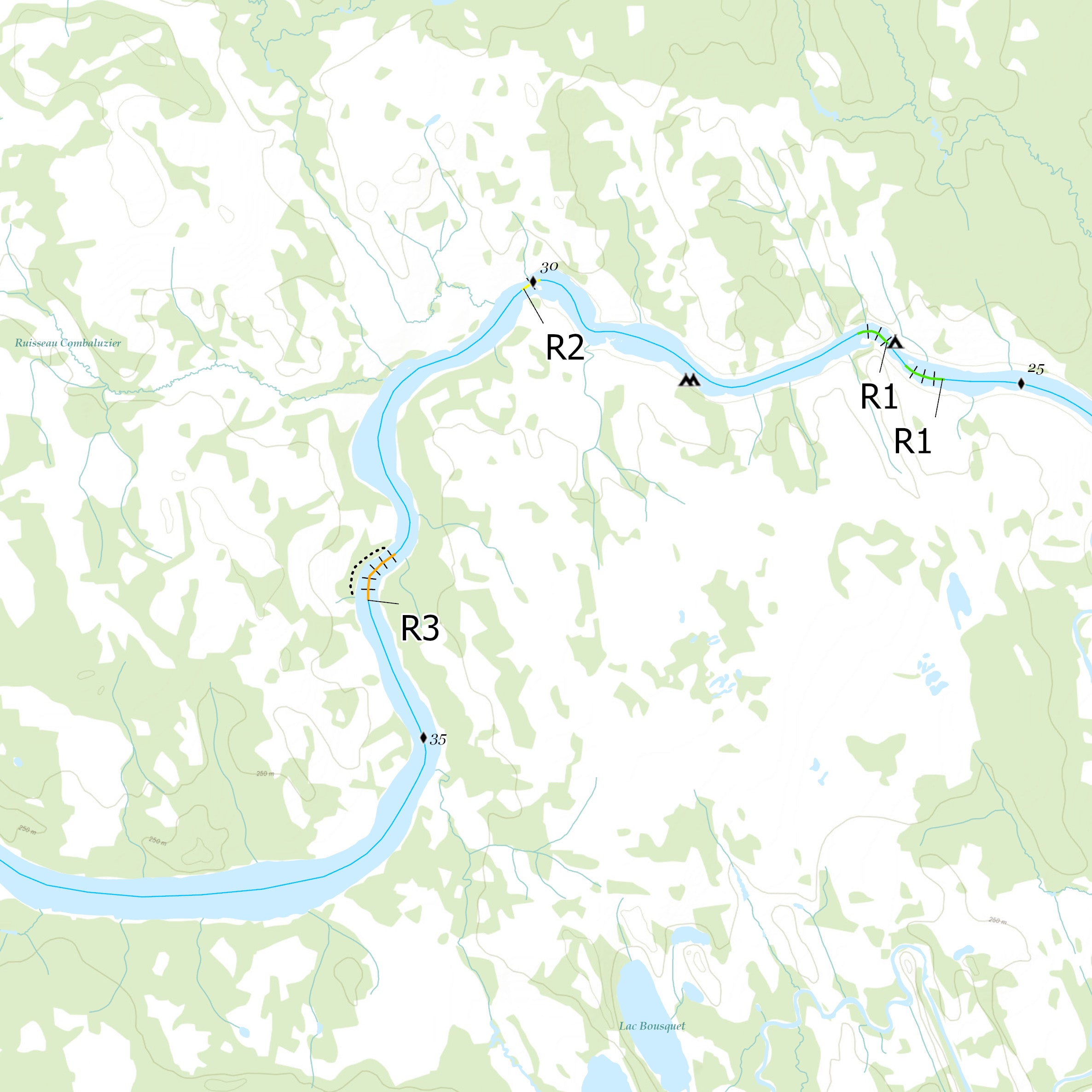 Rivière Turgeon Map by Canot Kayak Quebec Avenza Maps