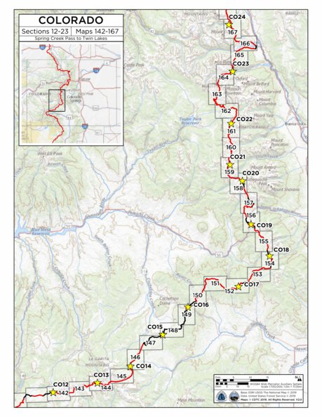 Continental Divide Trail Coalition CDT Map Set - Colorado 12-23 - Key Map bundle exclusive