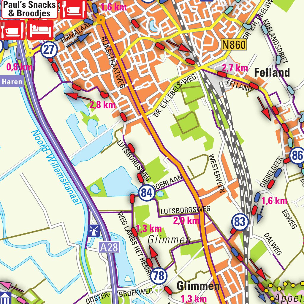 Arthuur fietsknooppunten routekaart Kop van Drenthe 2019 Map by De ...