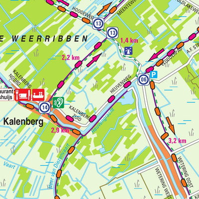 De Vries Kartografie bv. Arthuur Routes fietsknooppuntenkaart Weerribben - Wieden route App 2022 geo digital map