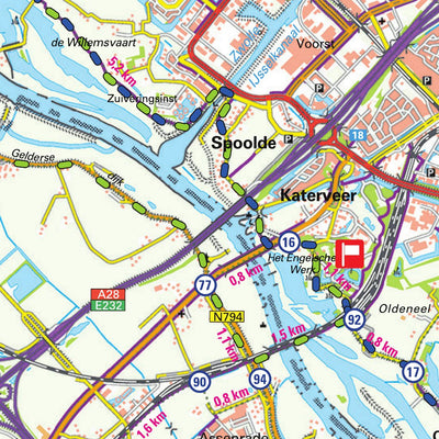 De Vries Kartografie bv. Fietsknooppuntenkaart regio Zwolle IJssel - Zwolle Regelarij digital map