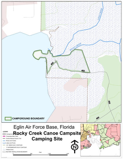Eglin Air Force Base Eglin AFB Camping - Rocky Creek Canoe Campsite digital map