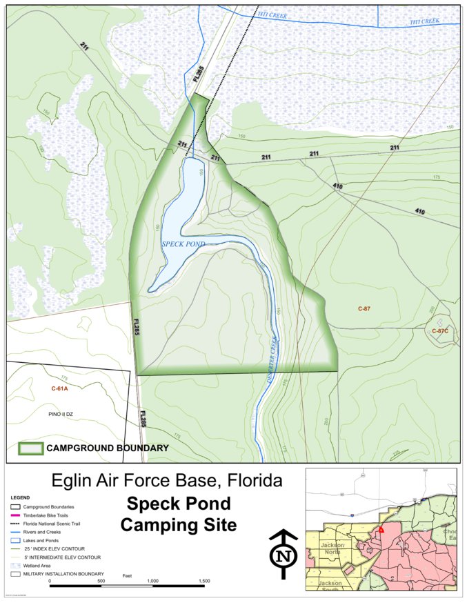 Eglin AFB Camping Speck Pond Map by Eglin Air Force Base Avenza Maps