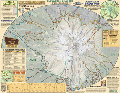 Elevation Changes Cartographic LLC Timberline Trail Mt. Hood - Trail Running Map digital map