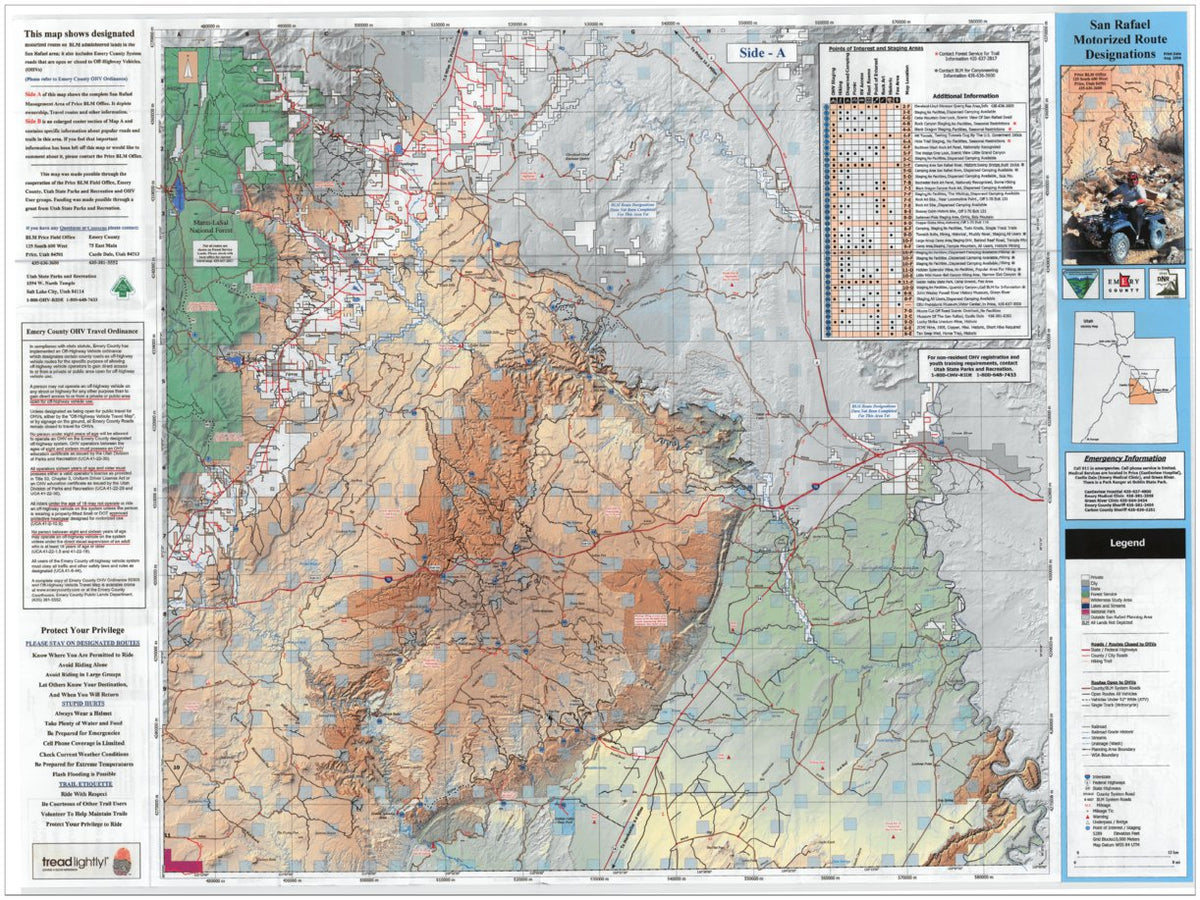 Obsolete Motorized Trails Guide Side A, Emery County Map by Emery County Travel, UT Avenza Maps