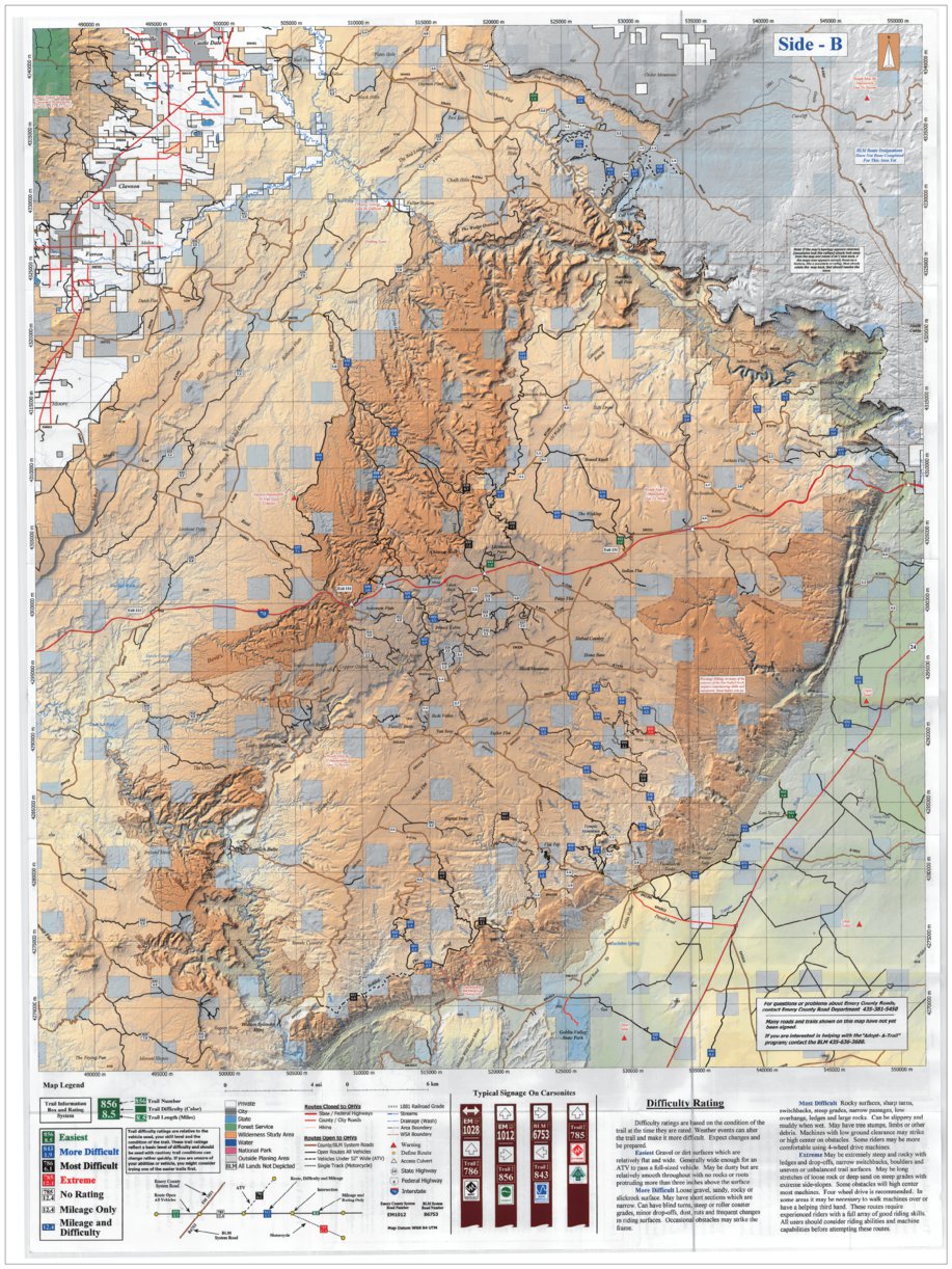 Obsolete - Motorized Trails Guide - Side B, Emery County Map by Emery ...