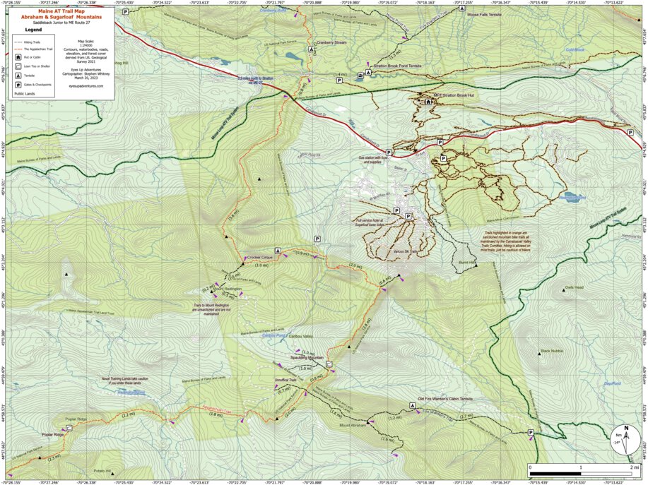 Maine AT Trail Map #6: Sugarloaf and Abraham Mountains by Eyes Up ...