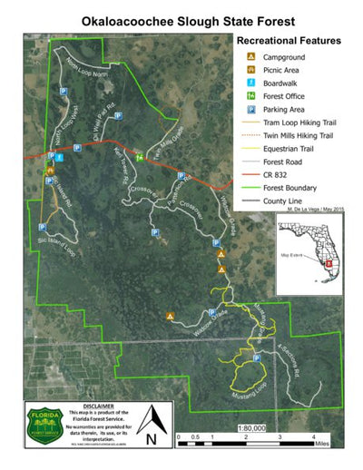 Florida Forest Service Okaloacoochee Slough State Forest, Felda FL digital map