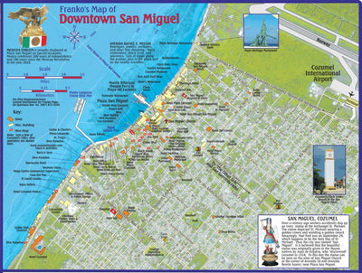 Franko Maps Ltd. Downtown San Miguel, Cozumel, Mexico digital map