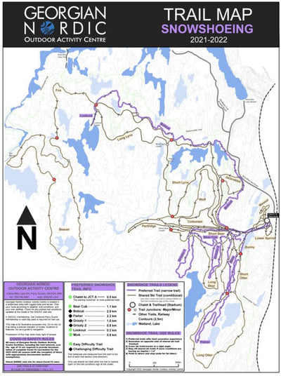 Georgian Nordic Outdoor Activity Centre GNOAC Snowshoeing Trails Map 2022 digital map