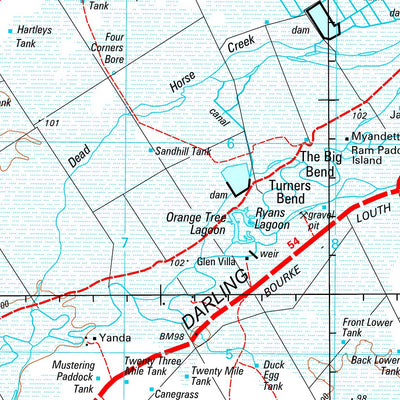 Geoscience Australia Bourke SH55 - 10 digital map