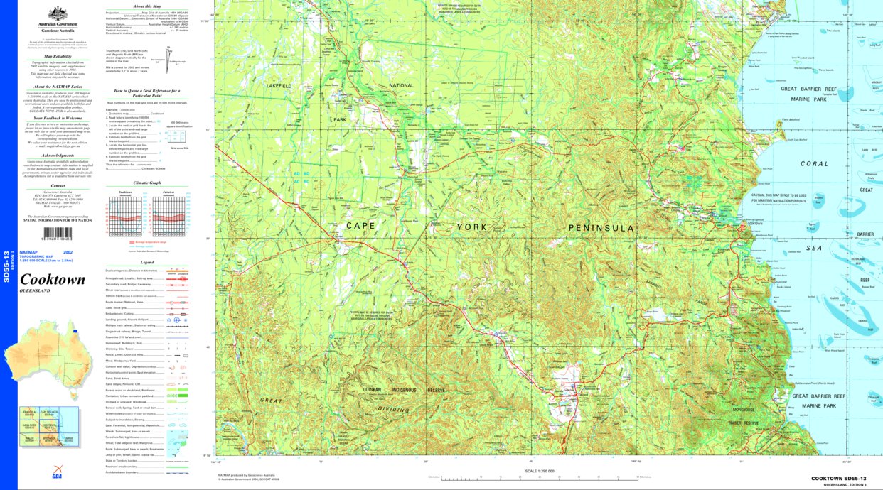 Cooktown Postcode Map Cooktown SD55 - 13 Map by Geoscience Australia | Avenza Maps