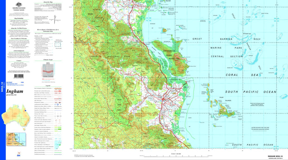Ingermanson Maps Ingham SE55 - 10 Map by Geoscience Australia | Avenza Maps