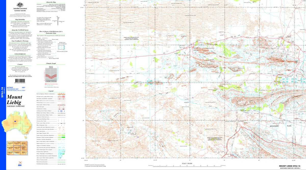 Mount Liebig SF52 - 16 Map by Geoscience Australia | Avenza Maps