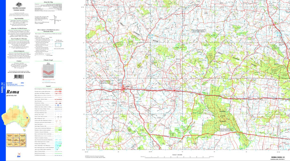 Roma SG55 - 12 Map by Geoscience Australia | Avenza Maps
