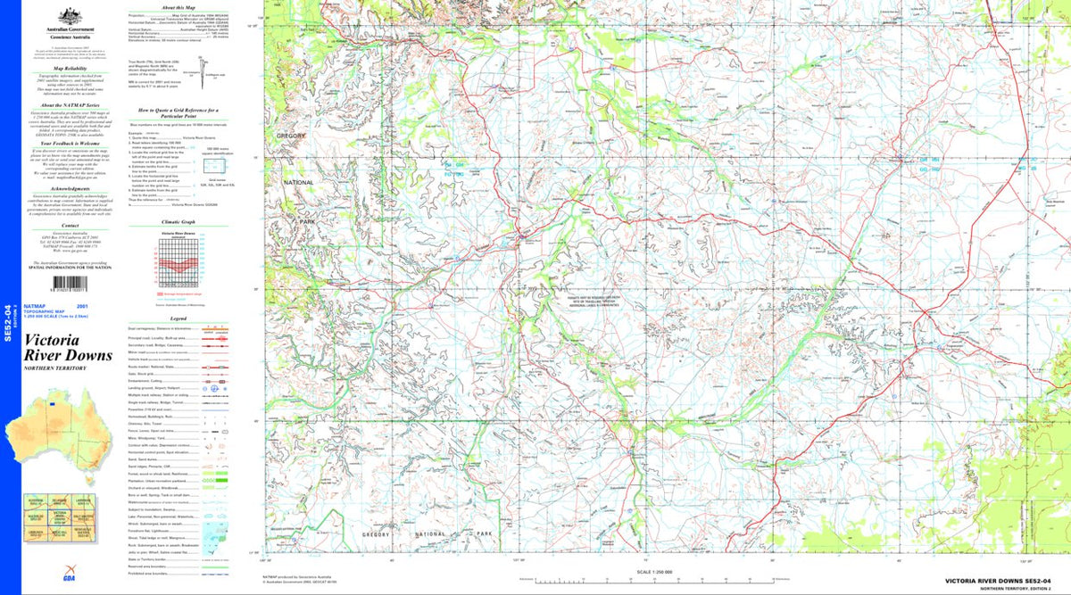 Victoria River Downs SE52 - 04 Map by Geoscience Australia | Avenza Maps