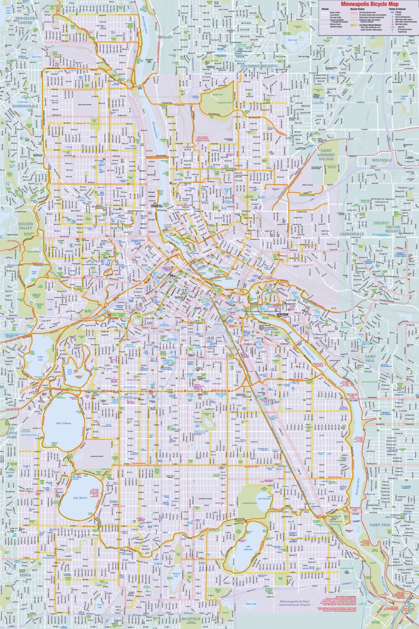 Minneapolis Bicycle Map by Hedberg Maps | Avenza Maps