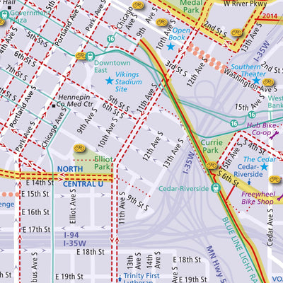 Hedberg Maps Minneapolis Bicycle Map digital map