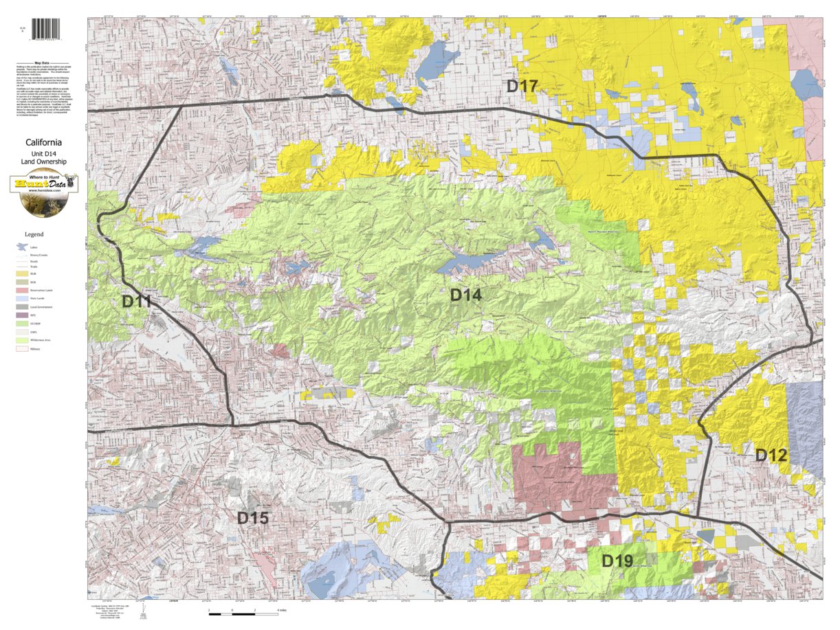 California Deer Hunting Zone D14 Map by HuntData LLC Avenza Maps
