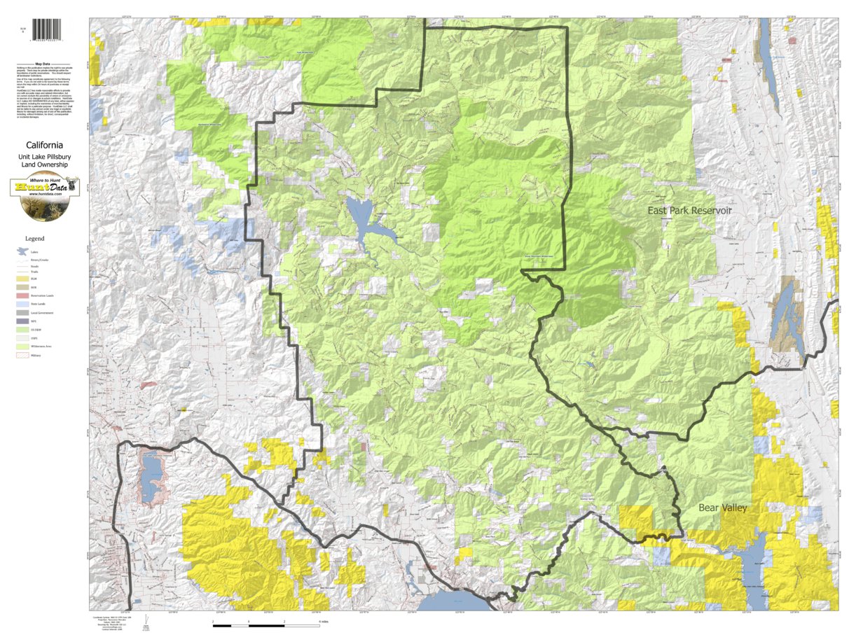 California Elk Hunting Zone Lake_Pillsbury Map map by HuntData LLC ...