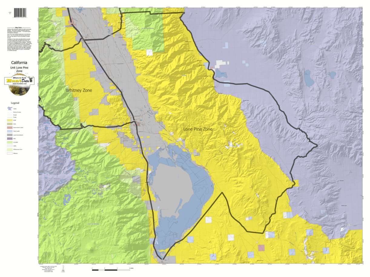 California Elk Hunting Zone Lone_Pine_Zone Map map by HuntData LLC ...