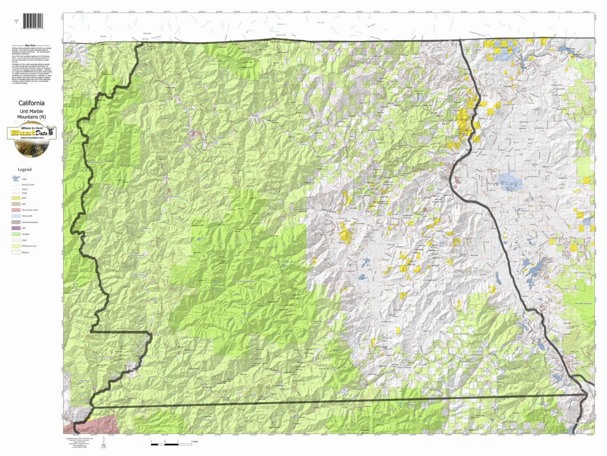 California Elk Hunting Zone Marble Mtns (N) Map by HuntData LLC