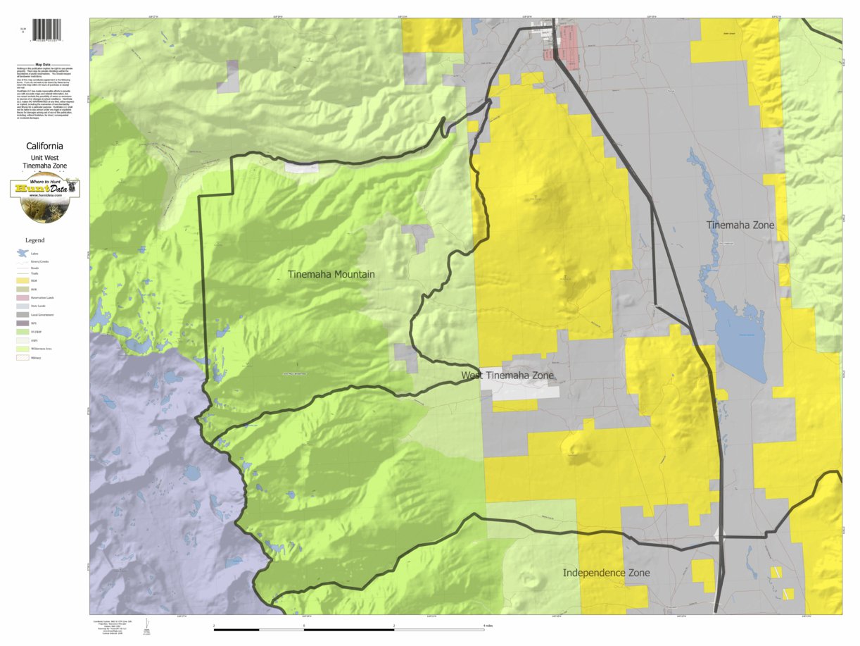 California Elk Hunting Zone West_Tinwmaha_Zone Map map by HuntData LLC