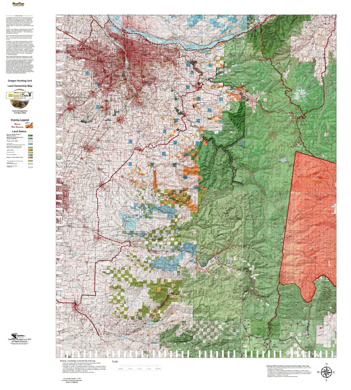 Oregon Hunting Unit 16 North, Santiam Land Ownership Map by HuntData ...