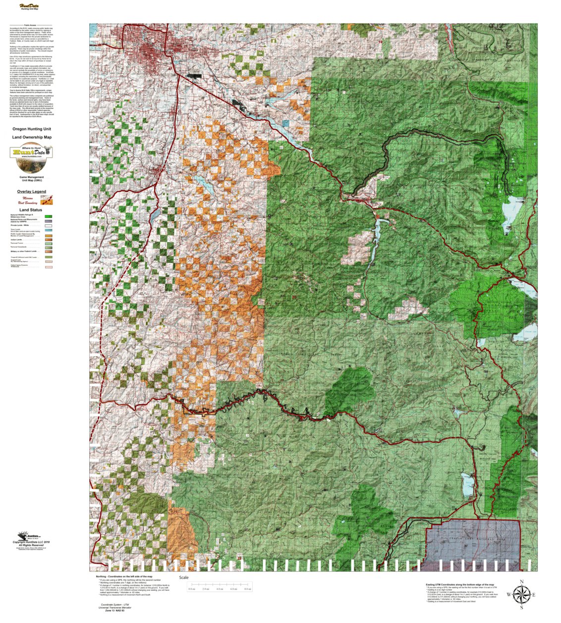 Oregon Hunting Unit 21, Indigo Land Ownership Map by HuntData LLC ...