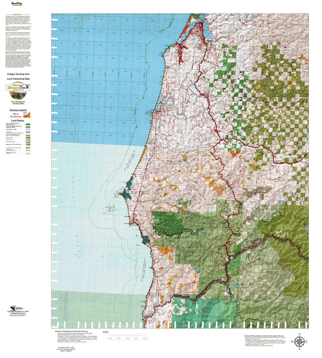 Applegate Unit Map Oregon Hunting Unit 25, Sixes Land Ownership Map by HuntData LLC ...