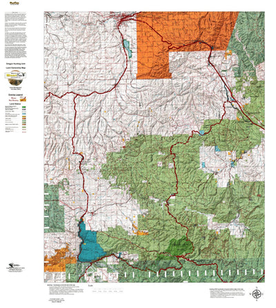 HuntData LLC Oregon Hunting Unit 49, Ukiah Land Ownership Map digital map