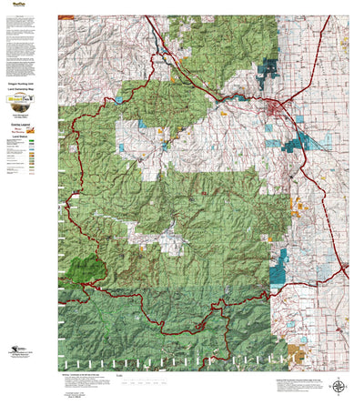 HuntData LLC Oregon Hunting Unit 52, Starkey Land Ownership Map digital map
