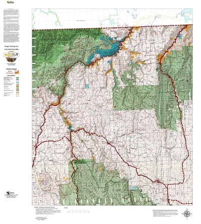 HuntData LLC Oregon Hunting Unit 57, Sled Spring Land Ownership Map digital map